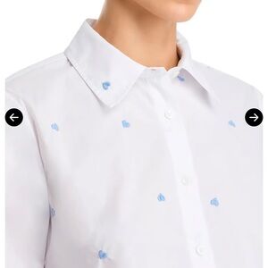 EUC Aqua Heart Embroidered Button Down